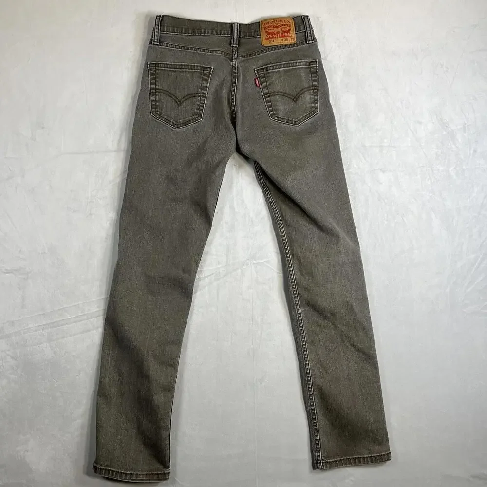 Levis 511 Jeans Mens 30x32 Brown Gray Wash Slim Fit Faded Straight Leg Denim
